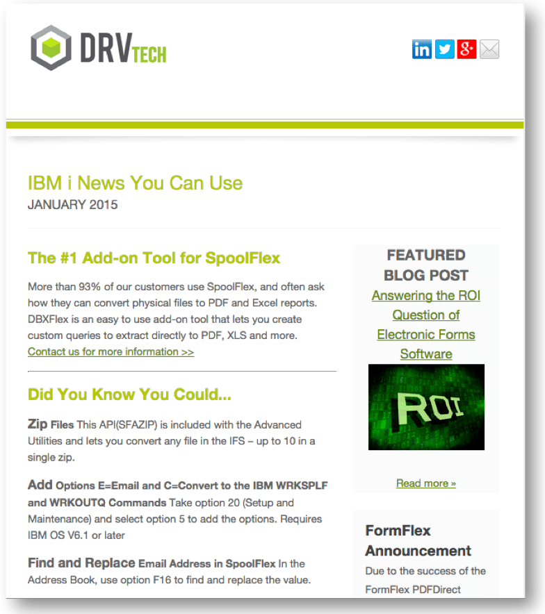 DRV Tech January Newsletter, IBM i news and training